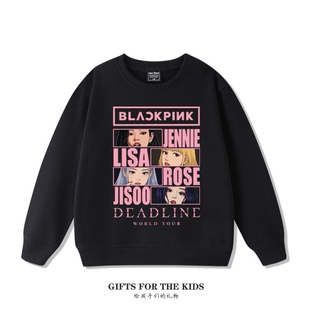 DEADLINE韩国演唱会周边金珍妮同款圆领加绒卫衣粉墨衣服lisa应援
