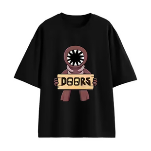 逃离大门roblox doors动漫印花中大童学生纯棉圆领短袖t恤夏上衣