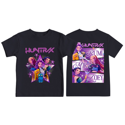 亚马逊猎魔女团KPop Demon Hunters圆领短袖T恤休闲宽松儿童上衣