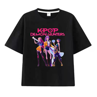 KPopDemonHunters猎魔女团RumiZoeyMira短袖衣服女孩中大童打底衫