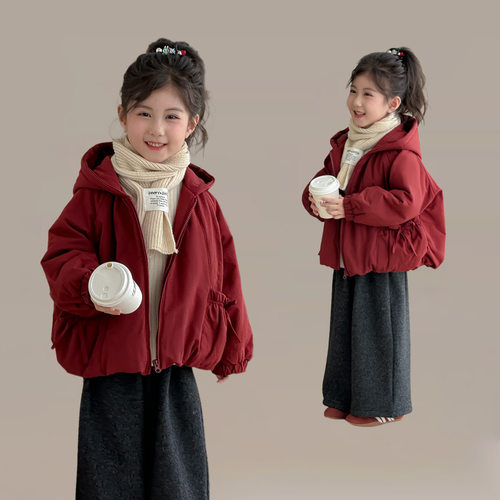 女童棉服冬季2026新款洋气宝宝秋冬款面包服儿童冬装棉袄女孩棉衣