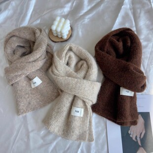 韩国软糯EGG小众百搭马海毛针织围巾女冬季保暖加厚围脖