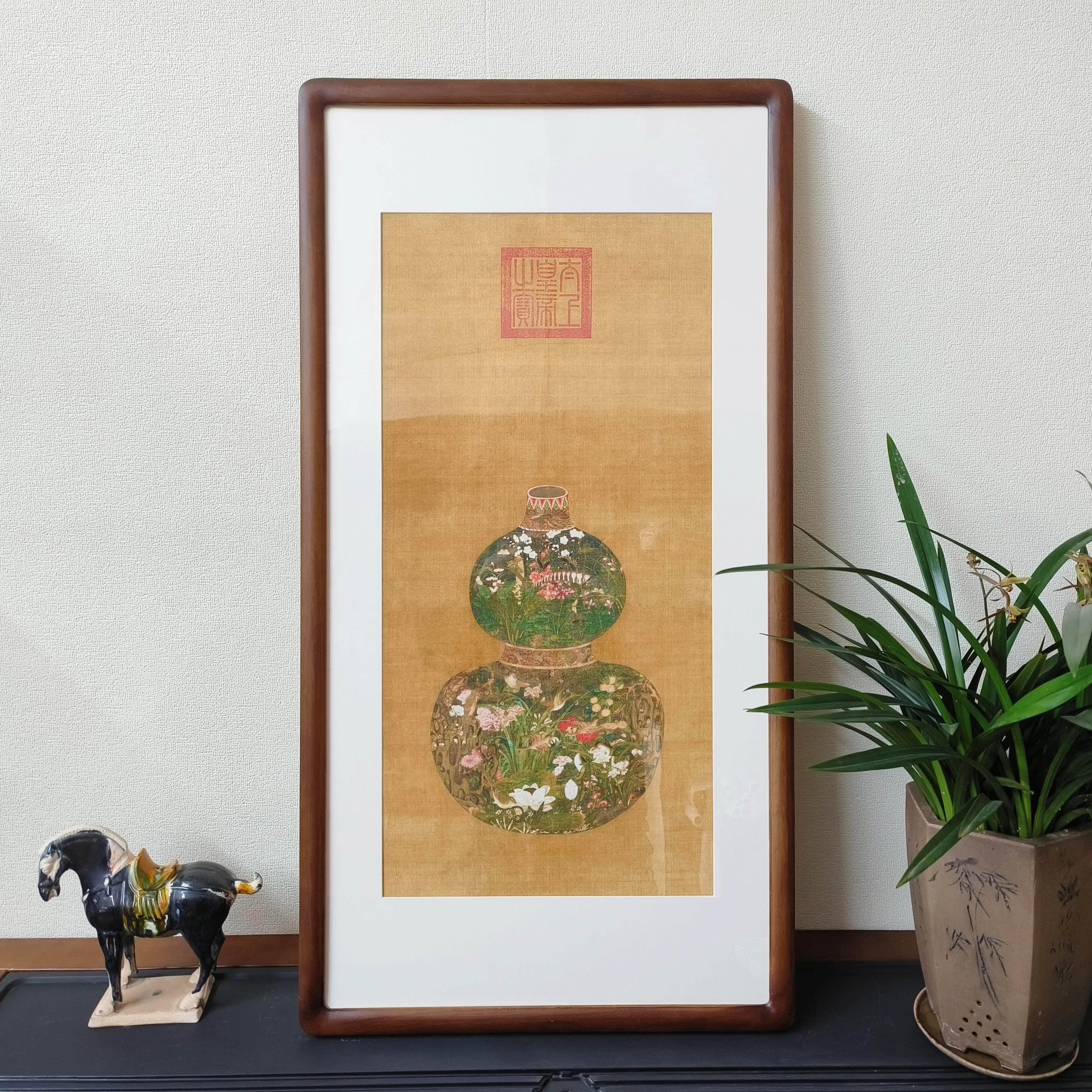 葫芦花瓶挂画新中式客厅