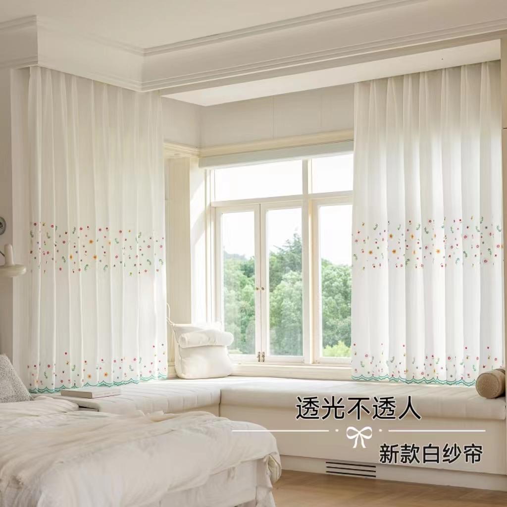 新款卧室飘窗白纱帘小清