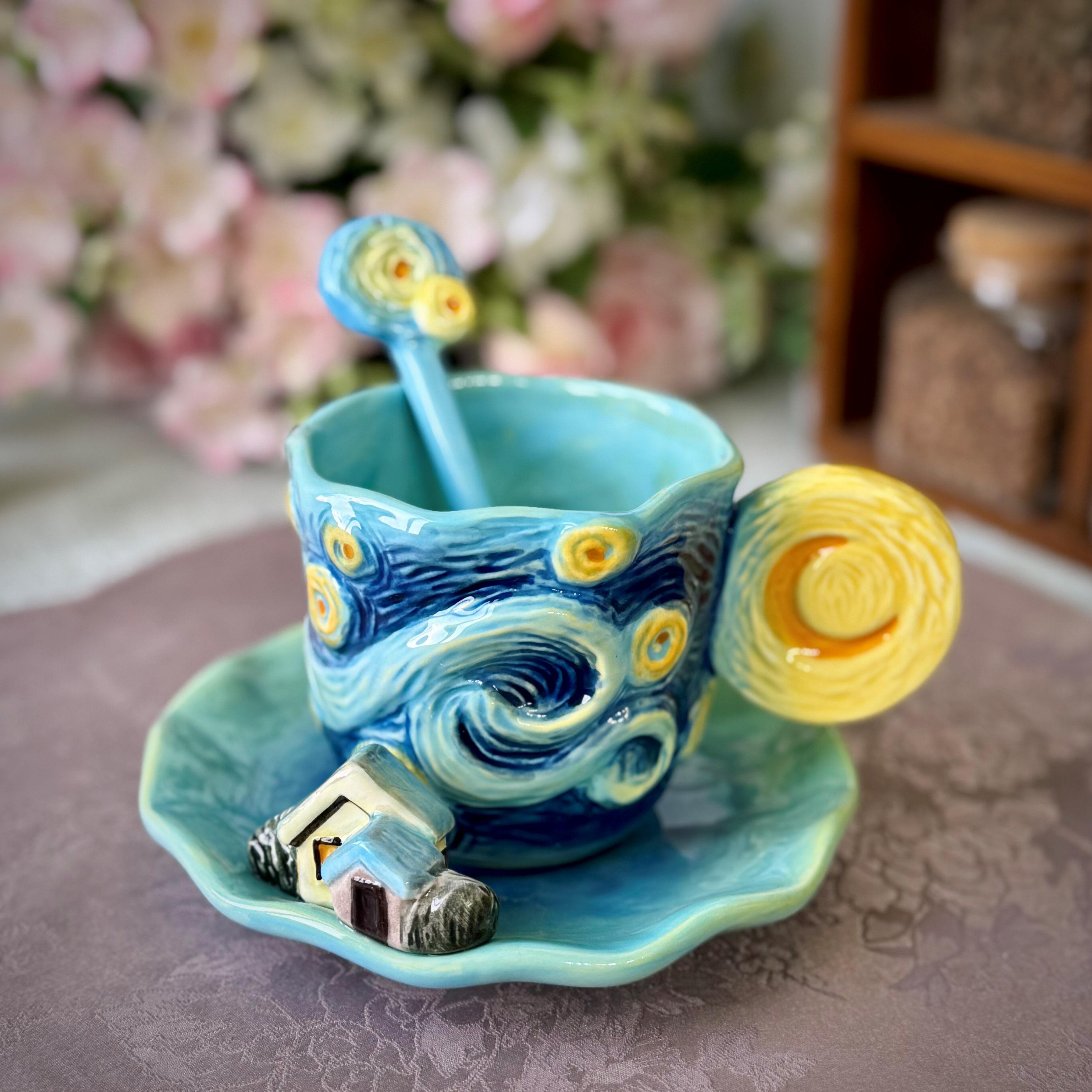 方亚釉下彩梵高星空杯陶