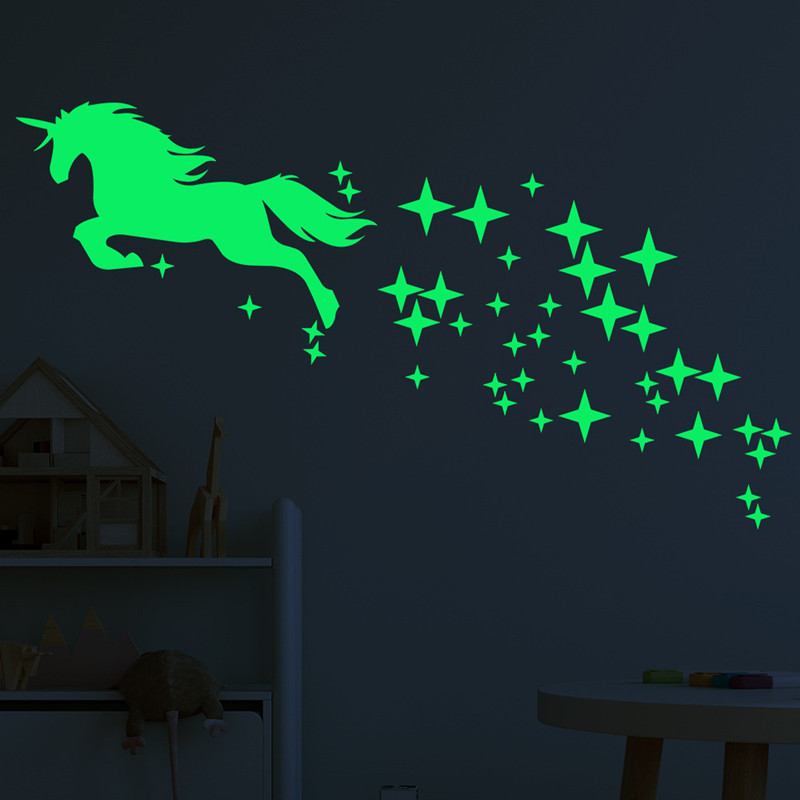 独角兽星星夜光墙贴卡通