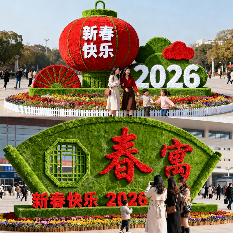 马年绿雕新春节绿雕五色草景观雕塑厂家定制厂家城市仿真绿雕工艺