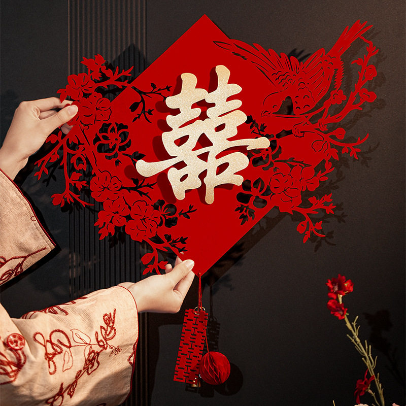 吾家婚品结婚婚房门上装饰背景图片