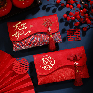 吾家婚品2026新款结婚中式利是封改口敬茶布艺万元红包袋