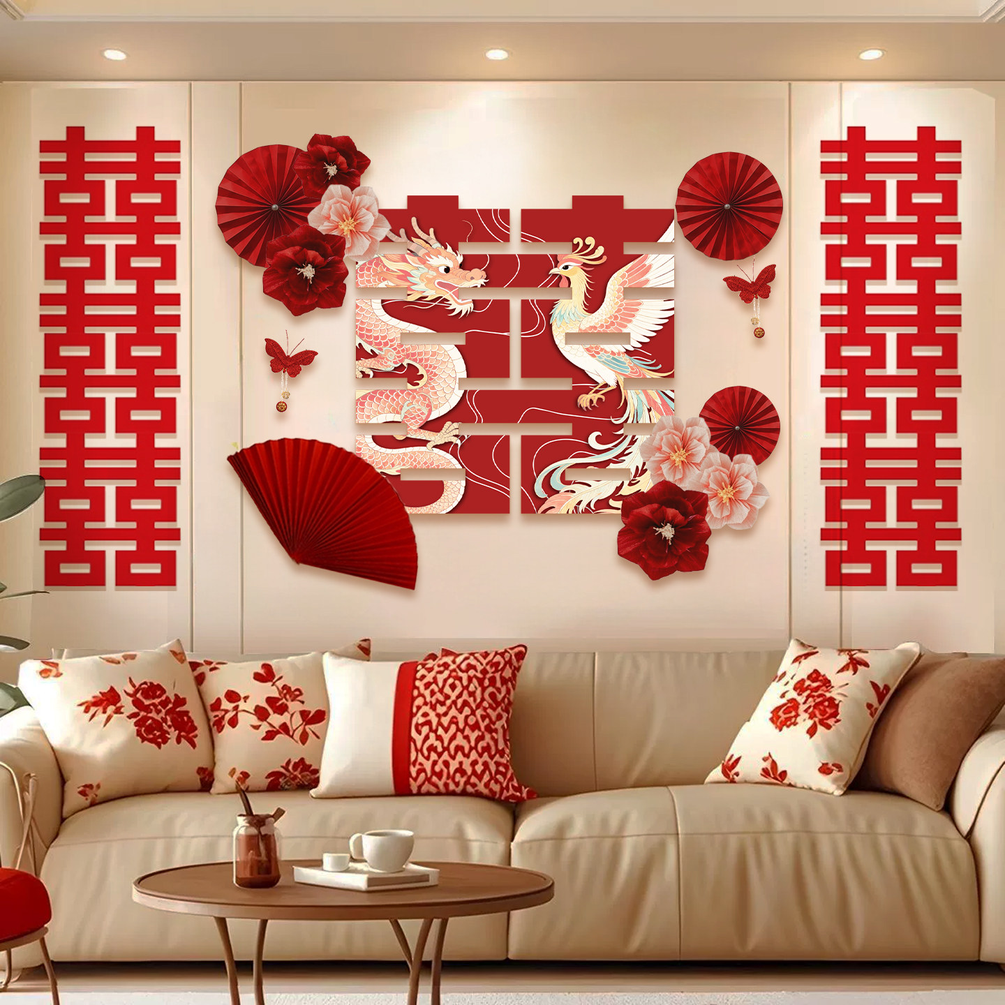 吾家婚品婚房布置套装结婚客厅新房房间装饰男女方喜字kt板背景,节庆用品/礼品,喜字/剪纸/贴纸,淘宝优惠券,粉丝福利购,淘宝优惠卷