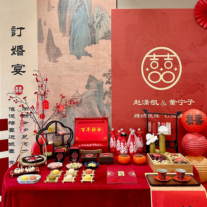 吾家婚品订婚布置小摆件