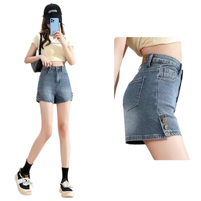 牛仔短裤女夏季高腰显瘦A字阔腿热裤小个子宽松百搭