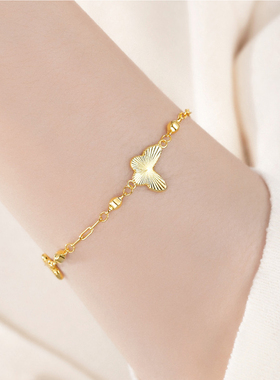 女925银简约气质拉丝蝴蝶手链