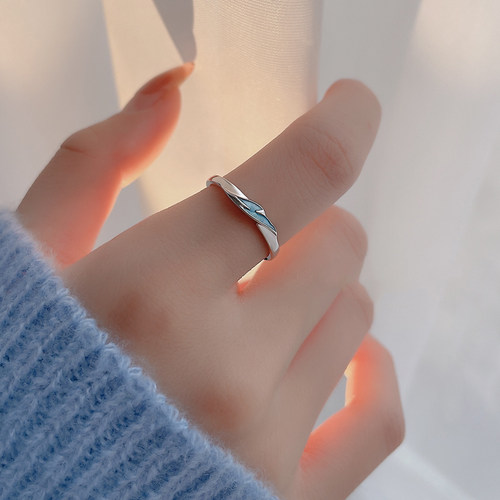 女925银开口可调节简约戒指高级