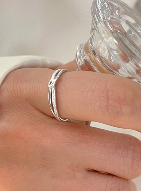 女925银日韩同心结戒指小众ins