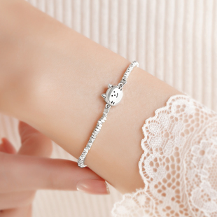 925纯银年年有鱼碎银子手链冷淡风手镯小众设计感ins闺蜜女生秋冬