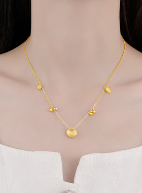 925银女锁骨链牡丹花锁包项链