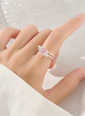 女925银冷淡风爱心戒指小众设计