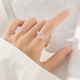 925纯银个性开口爱心戒指女食指指环一箭穿心冷淡风小众设计ins潮