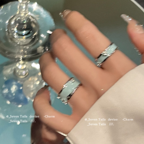 女小众设计滴釉开口戒指
