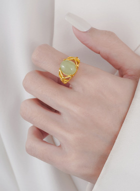 和田玉戒指女新中式国风指环高级