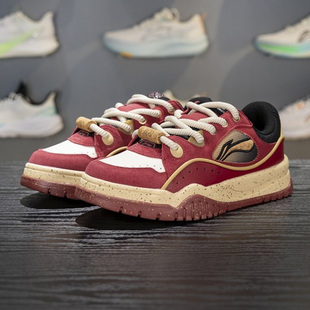 正品李宁布欧休闲鞋男子2025冬季低帮复古软弹板鞋运动鞋AGCV463