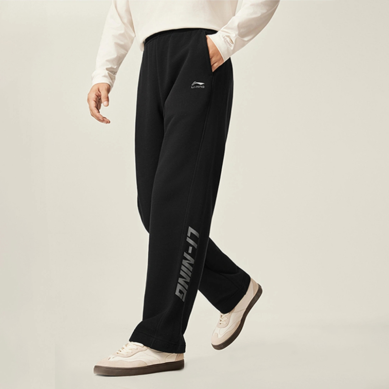 李宁直筒男子透气宽松卫裤