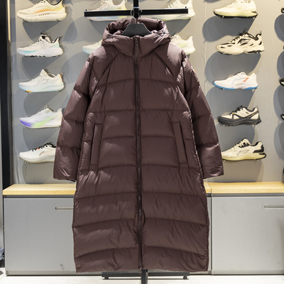 李宁保暖连帽长款女子羽绒服