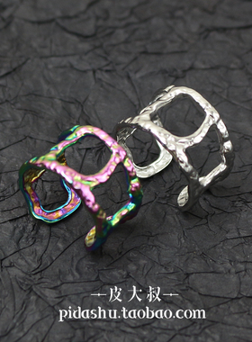 几何镂空戒指女简约可调开口指环