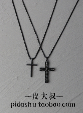 复古十字架项链ins嘻哈潮毛衣链