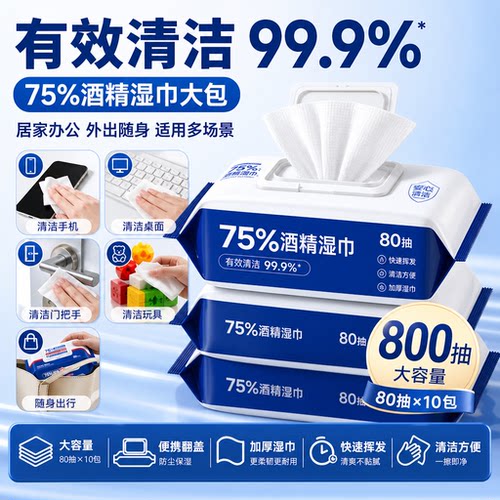 75%酒精大号便携一次性消毒湿巾