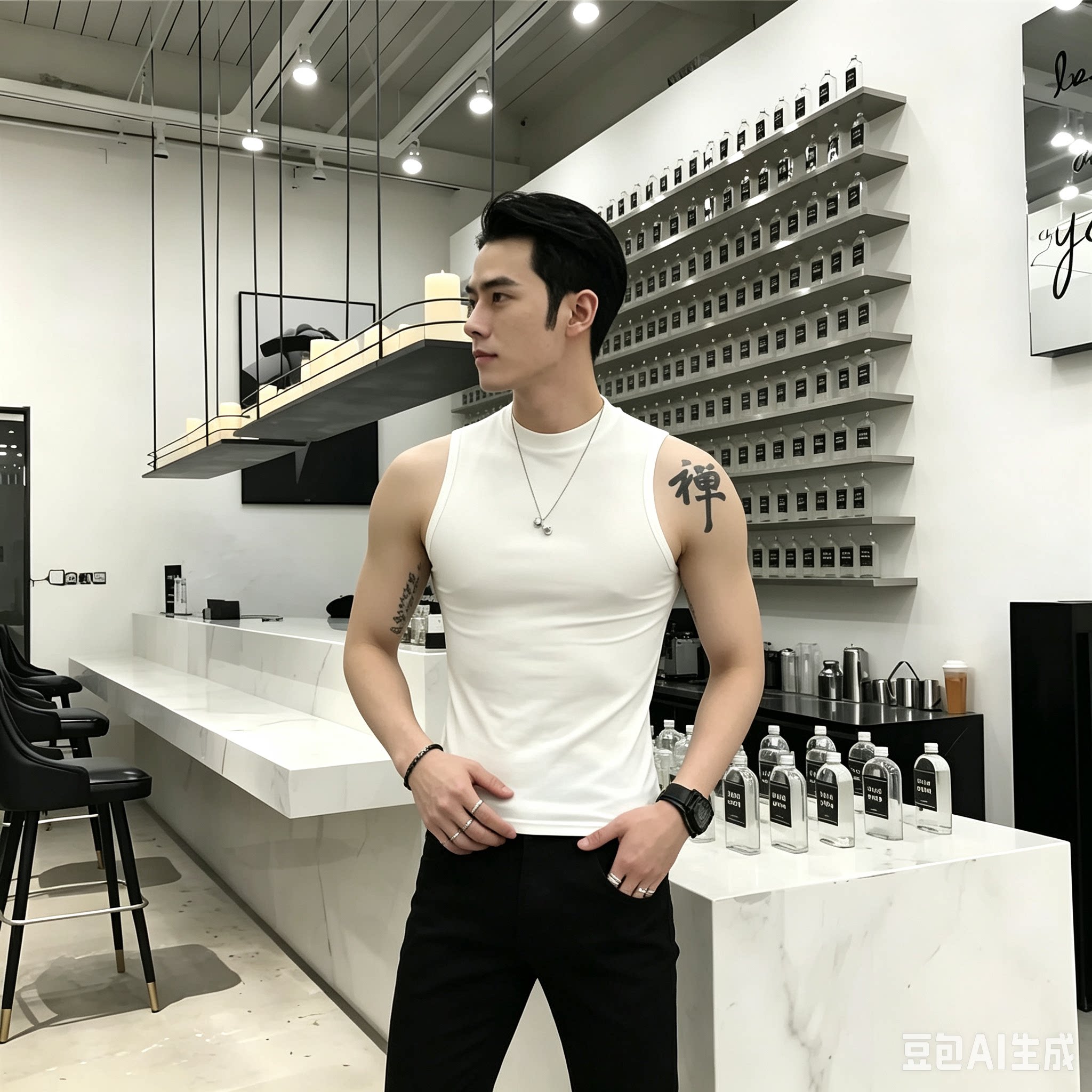 男士高领修身背心夏季透气弹力无袖运动内搭百搭潮款上衣训练汗衫