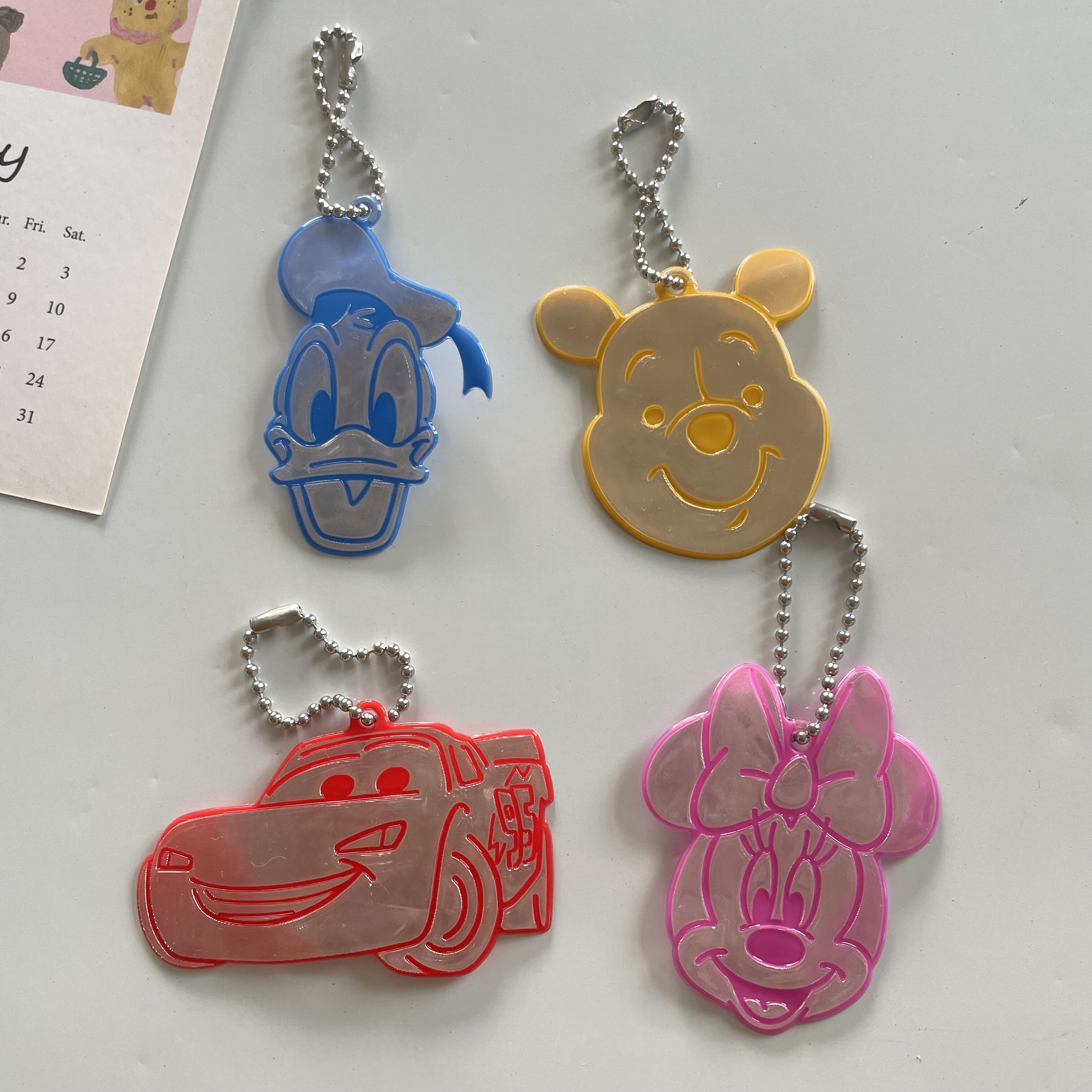 正版迪士尼 DAISO大创唐老鸭钥匙扣包包挂饰反光安全识别小挂件