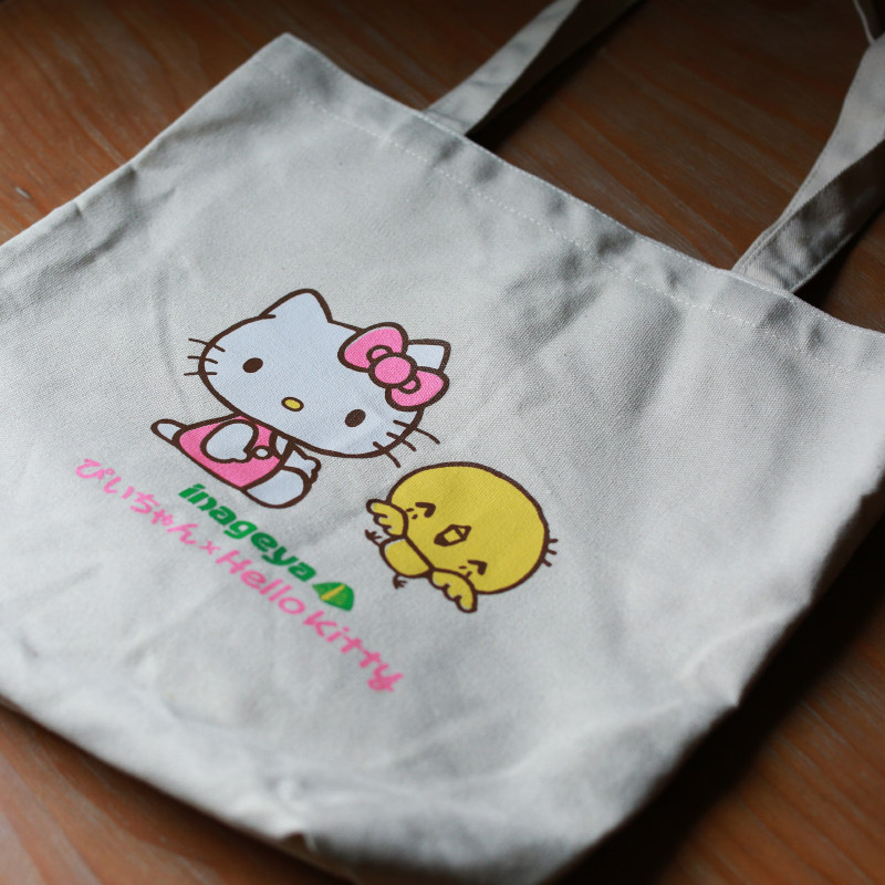 日本原单新款hello kitty帆布袋子手提环保袋购物袋帆布包单肩包