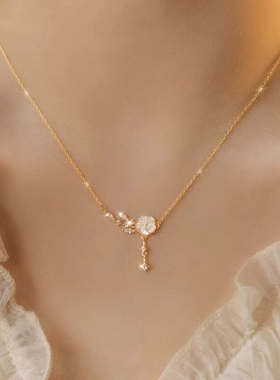 Star Ray山茶花999纯银锁骨项链 女款小众轻奢气质款优雅七夕礼物