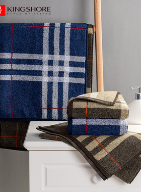 金号纯棉成人毛巾 全棉格子长方形韩版吸水厚实吸水面巾01KA0082A