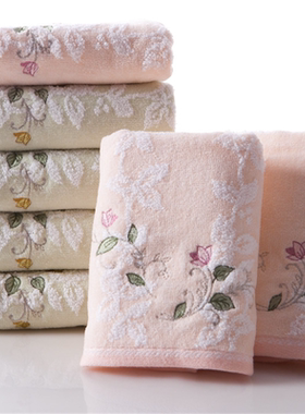 金号纯棉无捻柔软家用成人毛巾全棉绣花中式古典洗脸巾面巾TS5000