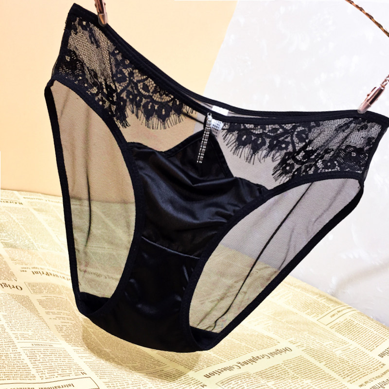 日系女士性感蕾丝内裤女低腰透明迷人透视网纱镂空抗菌女三角裤