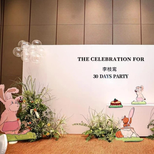 韩系简约风生日布置周岁宴宝宝满月宴极简风生日背景kt板