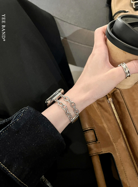 IAMYEE鎏金环影不锈钢手链表带适用于Apple8代S9S10iWatch手表S11