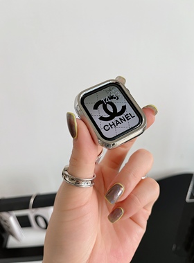 苹果手表半包硬保护壳电镀pc适用于Applewatch5678S9S10S11手表壳