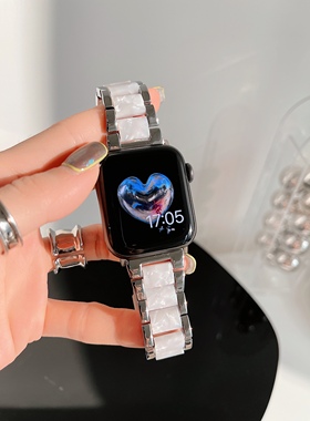 IAMYEE表带金属拼树脂ins适用Applewatch苹果手表带S11S10S9S8765