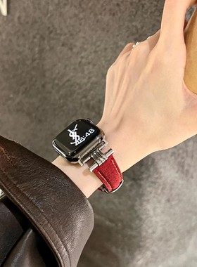 IAMYEE老钱丹宁蝴蝶扣表带适用于applewatch567S8S9S10代iwathS11