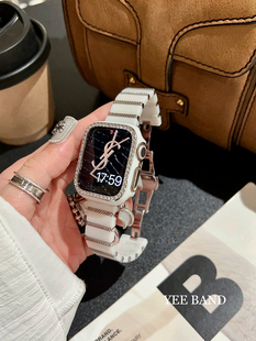 IAMYEE碎银陶瓷高级感小众表带适用AppleWatch78s9s10S11代iwatch