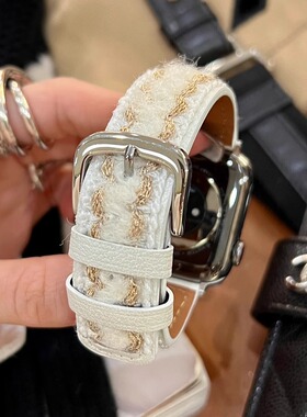 IAMYEE秋冬撞色毛呢表带适用applewatch3456SES7S8S9S10iwatchS11