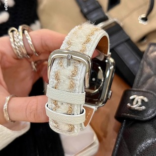 IAMYEE秋冬撞色毛呢表带适用applewatch3456SES7S8S9S10iwatchS11