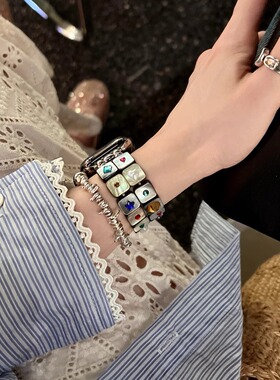 IAMYEE星游宝石弹力绳表带适用applewatch4567代S8S9S10iwatchS11