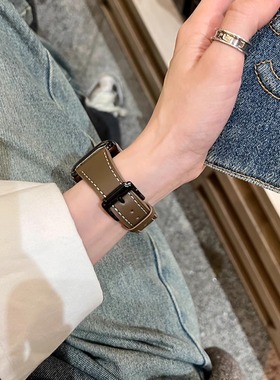 IAMYEE高级感方扣小蛮腰皮质表带适用applewatch78S9S10iwatchS11