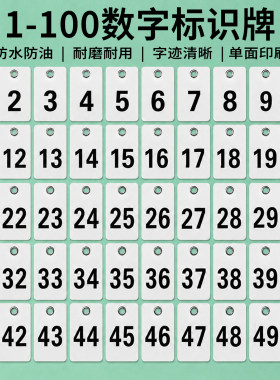 1-100数字吊牌防水防油耐磨