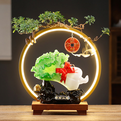 创意百财如意白菜LED灯圈摆件
